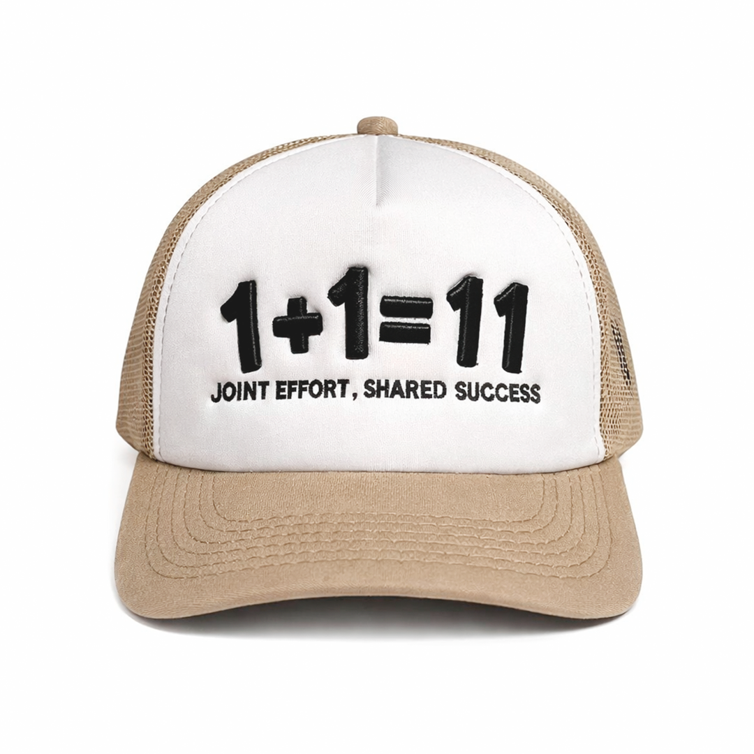 1+1 on Beige & White